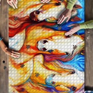 Three Horses Art Jigsaw Puzzle Set