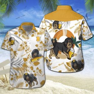 Tibetan Mastiff Beer Hawaiian Shirt Summer Button Up