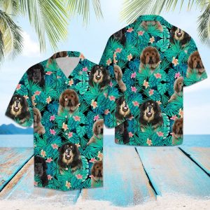 Tibetan Mastiff Tropical Hawaiian Shirt Summer Button Up