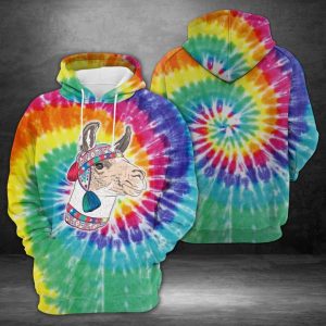 Tie Dye Hipster Alpaca 3D Printed Hoodie/Zipper Hoodie