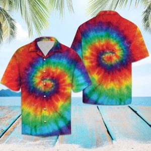 Tie Dye Shirt For Vacation Hawaiian Shirt Summer Button Up