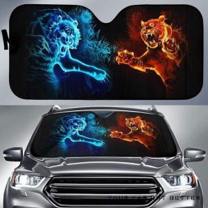 Tiger Fire And Ice Car Auto Sun Shade