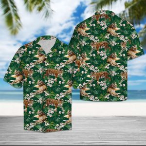 Tiger Tropical Forest Hawaiian Shirt Summer Button Up