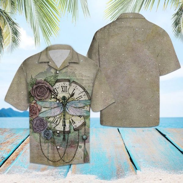 Time Flies Dragonfly Hawaiian Shirt Summer Button Up