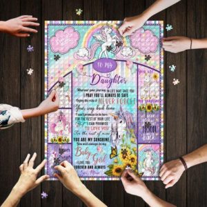To My Daughter. Sunflower Unicorn Jigsaw Puzzle Set