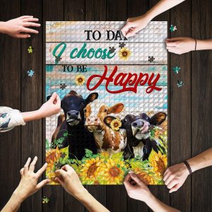 Today I Choose To Be Happy Cow Jigsaw Puzzle Set