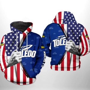 Toledo Rockets NCAA US Flag 3D Printed Hoodie/Zipper Hoodie