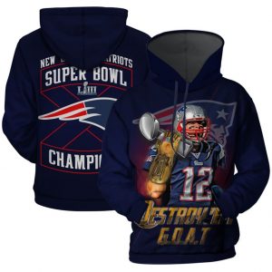 Tom Brady Thanos Gauntlet New England Patriots Super Bowl Liii Funny 3D Printed Hoodie/Zipper Hoodie