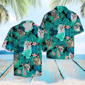 Tonkinese Green Tropical Hawaiian Shirt Summer Button Up