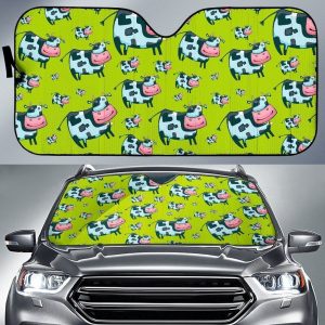 Toon Smiley Cow Car Auto Sun Shade