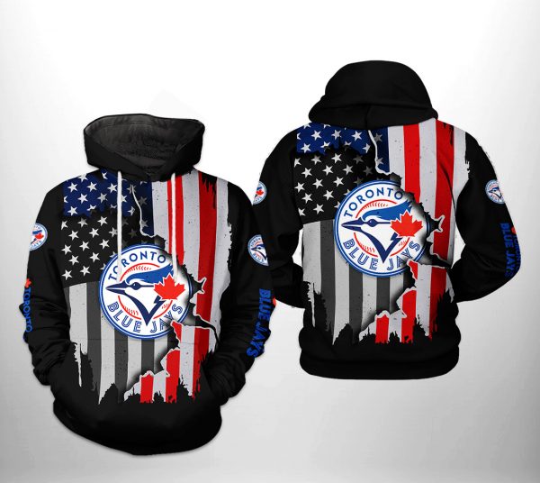 Toronto Blue Jays MLB US Flag 3D Printed Hoodie/Zipper Hoodie
