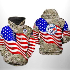 Toronto Blue Jays MLB US Flag Camo Veteran 3D Printed Hoodie/Zipper Hoodie