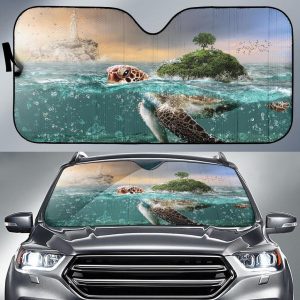 Tortoise Island Rock Ocean Mystic Underwater Bubbles Car Auto Sun Shade