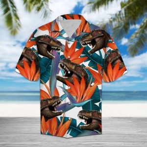 Trex Palm Hawaiian Shirt Summer Button Up