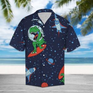 Trex Space Hawaiian Shirt Summer Button Up