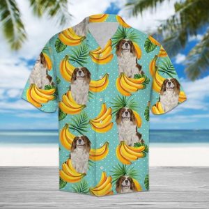 Tropical Banana Cavalier King Charles Spaniel Hawaiian Shirt Summer Button Up