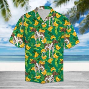Tropical Banana German Shorthaired Pointer Hawaiian Shirt Summer Button Up