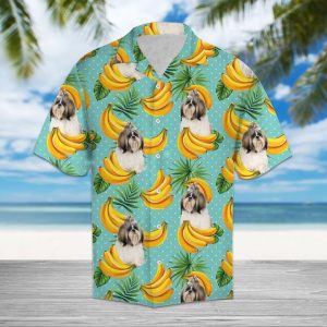 Tropical Banana Shih Tzu Hawaiian Shirt Summer Button Up