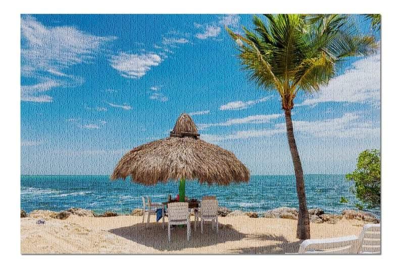Tropical Beach, Umbrella & Palm Trees Jigsaw Puzzle Set Tropical Beach, Umbrella & Palm Trees Jigsaw Puzzle Set