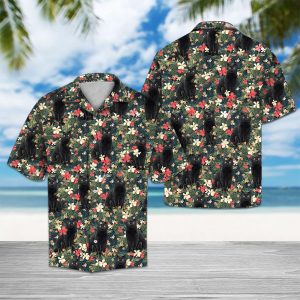 Tropical Black Cat Hawaiian Shirt Summer Button Up