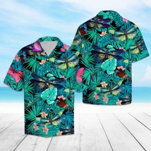 Tropical Dragonfly Hawaiian Shirt Summer Button Up