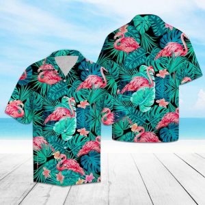 Tropical Flamingo Hawaiian Shirt Summer Button Up