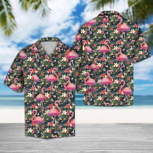 Tropical Flamingo Hawaiian Shirt Summer Button Up