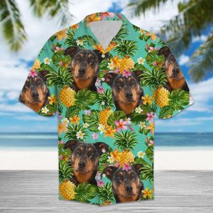 Tropical Pineapple Beauceron Hawaiian Shirt Summer Button Up