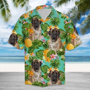 Tropical Pineapple English Mastiff Hawaiian Shirt Summer Button Up