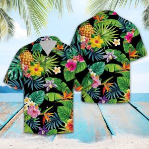 Tropical Pineapple Hawaiian Shirt Summer Button Up