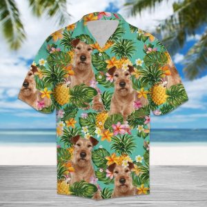 Tropical Pineapple Irish Terrier Hawaiian Shirt Summer Button Up