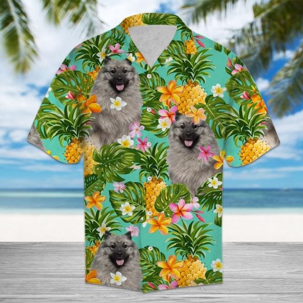 Tropical Pineapple Keeshond Hawaiian Shirt Summer Button Up