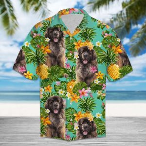Tropical Pineapple Leonberger Hawaiian Shirt Summer Button Up