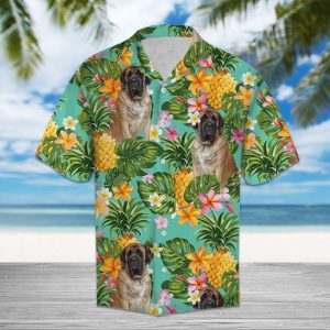 Tropical Pineapple Mastiff Hawaiian Shirt Summer Button Up