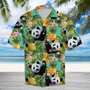 Tropical Pineapple Panda Hawaiian Shirt Summer Button Up