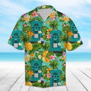Tropical Pineapple Postal Worker Hawaiian Shirt Summer Button Up