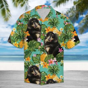 Tropical Pineapple Tibetan Mastiff Hawaiian Shirt Summer Button Up