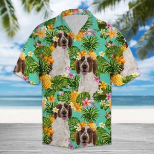 Tropical Pineapple Welsh Springer Spaniel Hawaiian Shirt Summer Button Up