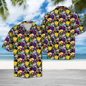 Tropical Purple Skull Hawaiian Shirt Summer Button Up