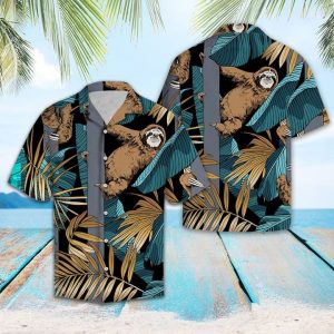Tropical Sloth Hawaiian Shirt Summer Button Up