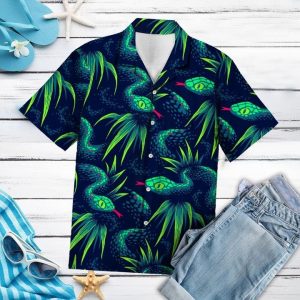 Tropical Snake Hawaiian Shirt Summer Button Up