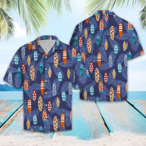 Tropical Surfboard Hawaiian Shirt Summer Button Up