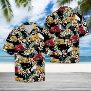 Truck Floral Vintage Hawaiian Shirt Summer Button Up