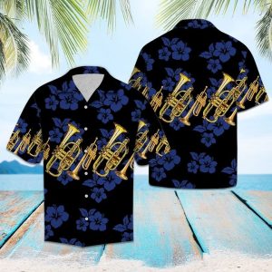 Trumpet For Hawaiian Shirt Summer Button Up