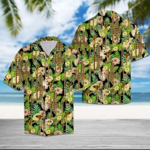 Trumpet Yellow Hibiscus Flower Hawaiian Shirt Summer Button Up