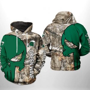 Tulane Green Wave NCAA Camo Veteran Hunting 3D Printed Hoodie/Zipper Hoodie