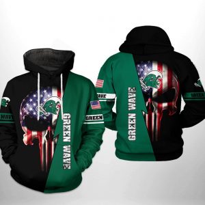 Tulane Green Wave NCAA US Flag Skull 3D Printed Hoodie/Zipper Hoodie
