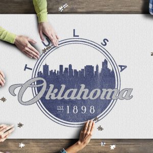 Tulsa, Oklahoma Skyline Seal (Blue Jigsaw Puzzle Set