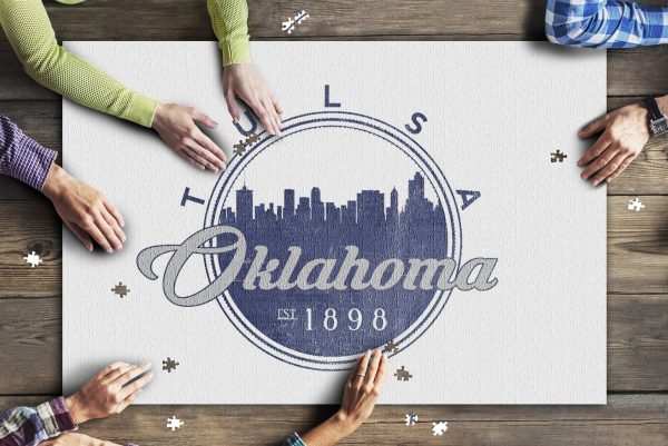 Tulsa, Oklahoma Skyline Seal (Blue Jigsaw Puzzle Set