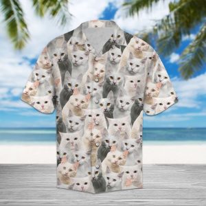 Turkish Angora Hawaiian Shirt Summer Button Up